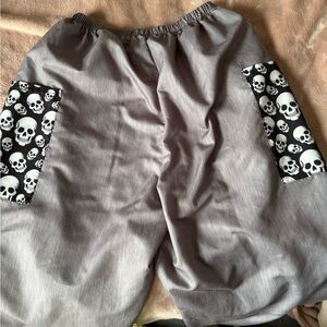 Gray Lounge Pants with Black Skull Patch Pockets